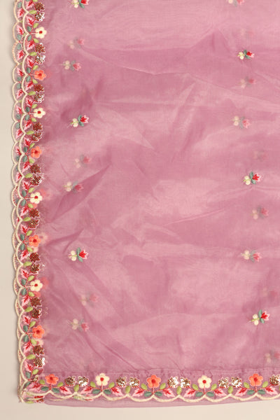 Elegant Mauve Pink Dress with Thread Work and Beads - Embrace Feminine Charm