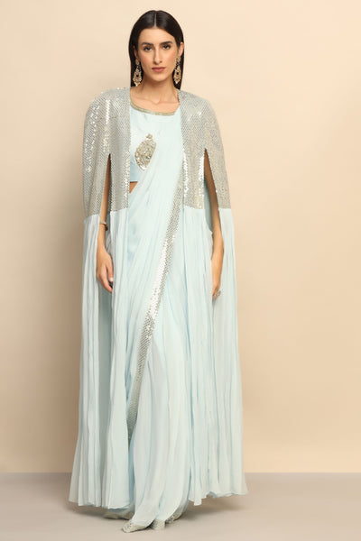 Captivating Sky Blue Dress with Sparkling Sequins - Embrace Glamour and Elegance
