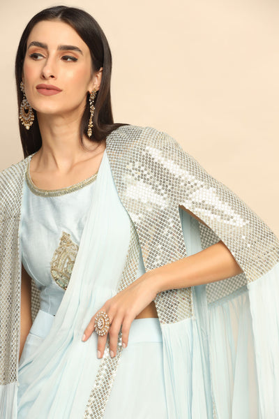 Captivating Sky Blue Dress with Sparkling Sequins - Embrace Glamour and Elegance