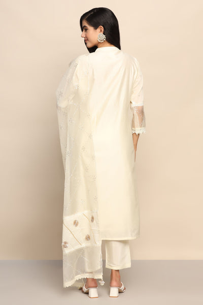 Graceful White Color Suit Set with Sequins and Thread Work