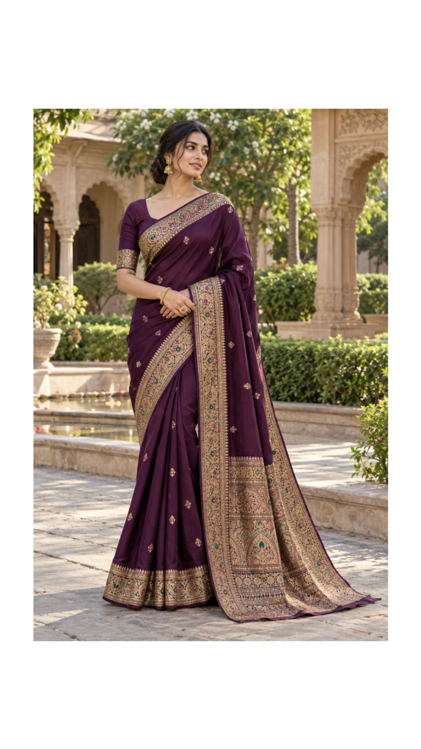 Royal Purple Bandhani Silk Saree