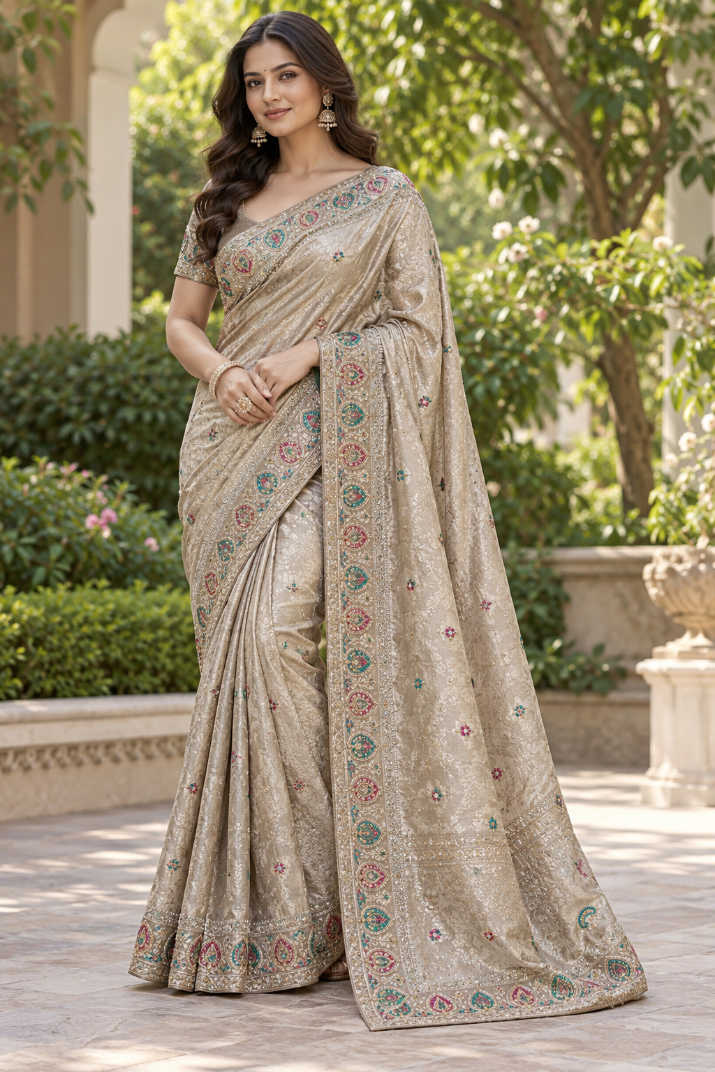 Champagne Gold Embellished Saree