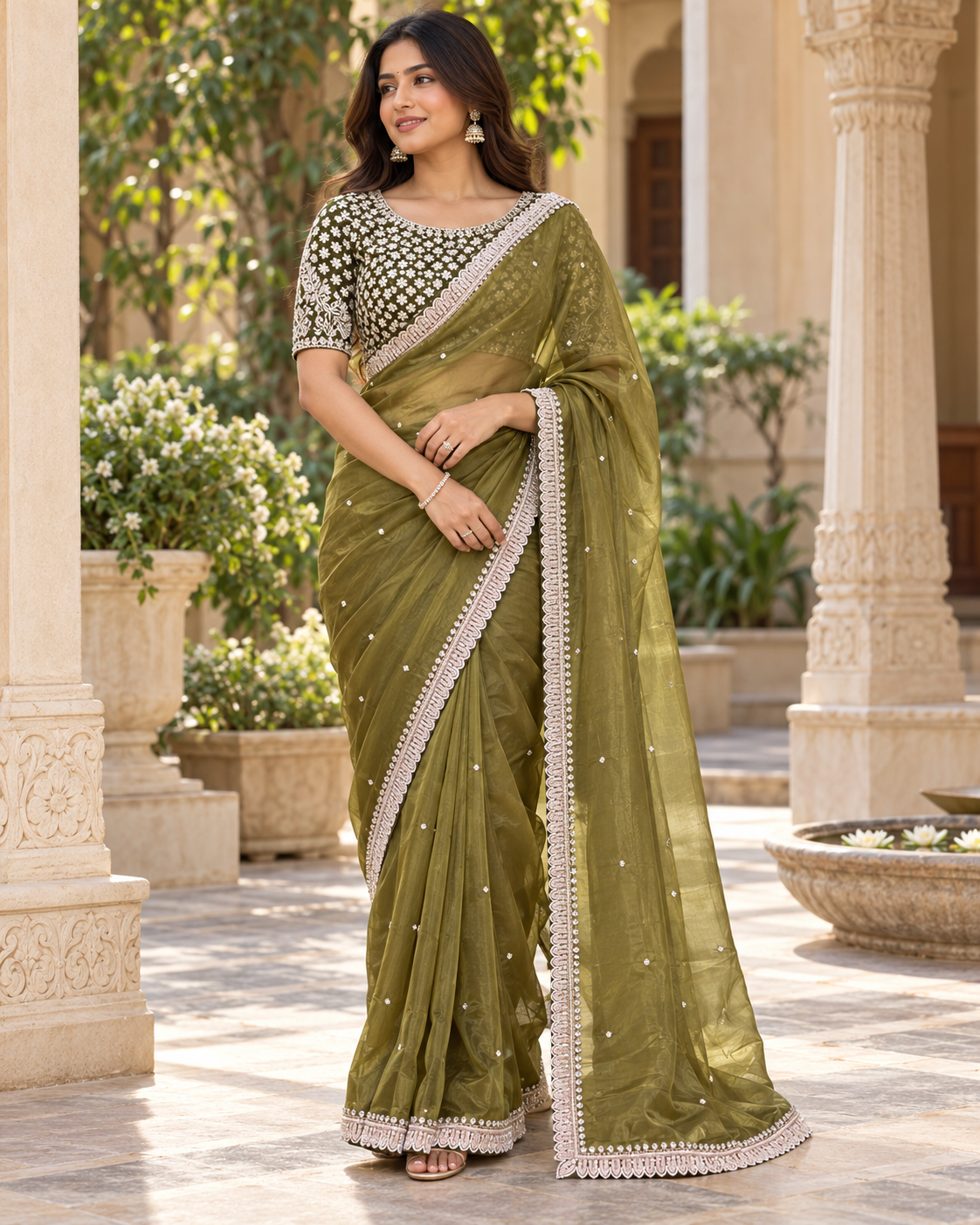 Deep Purple Sheer Embroidered Saree