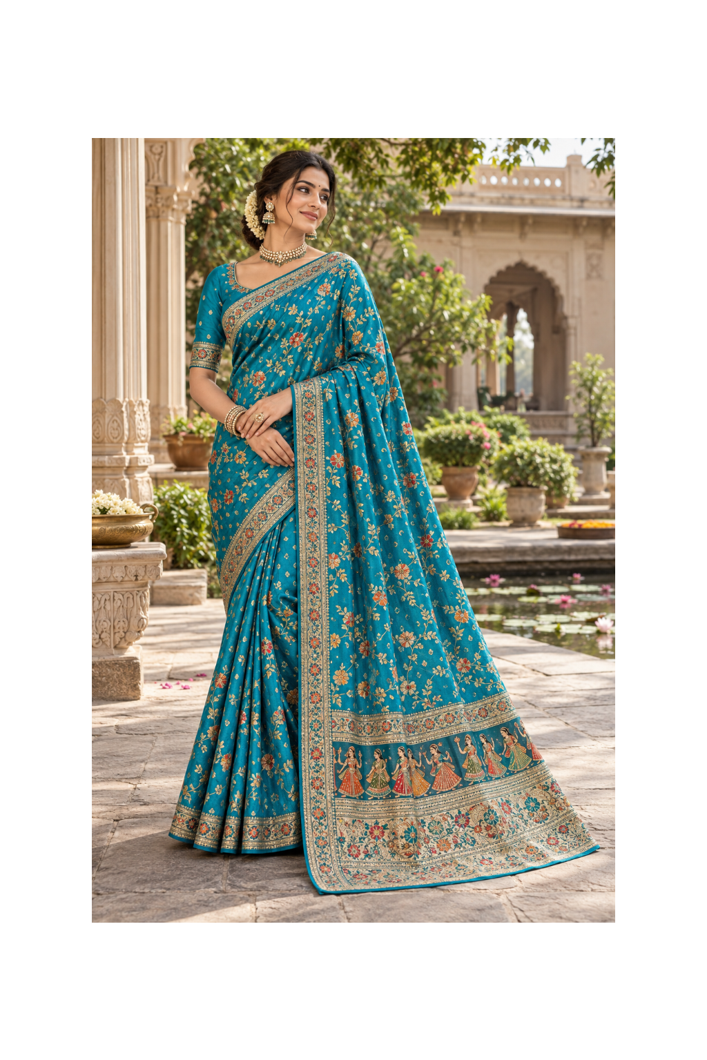 Rani Pink Bandhani Silk Embroidered Saree