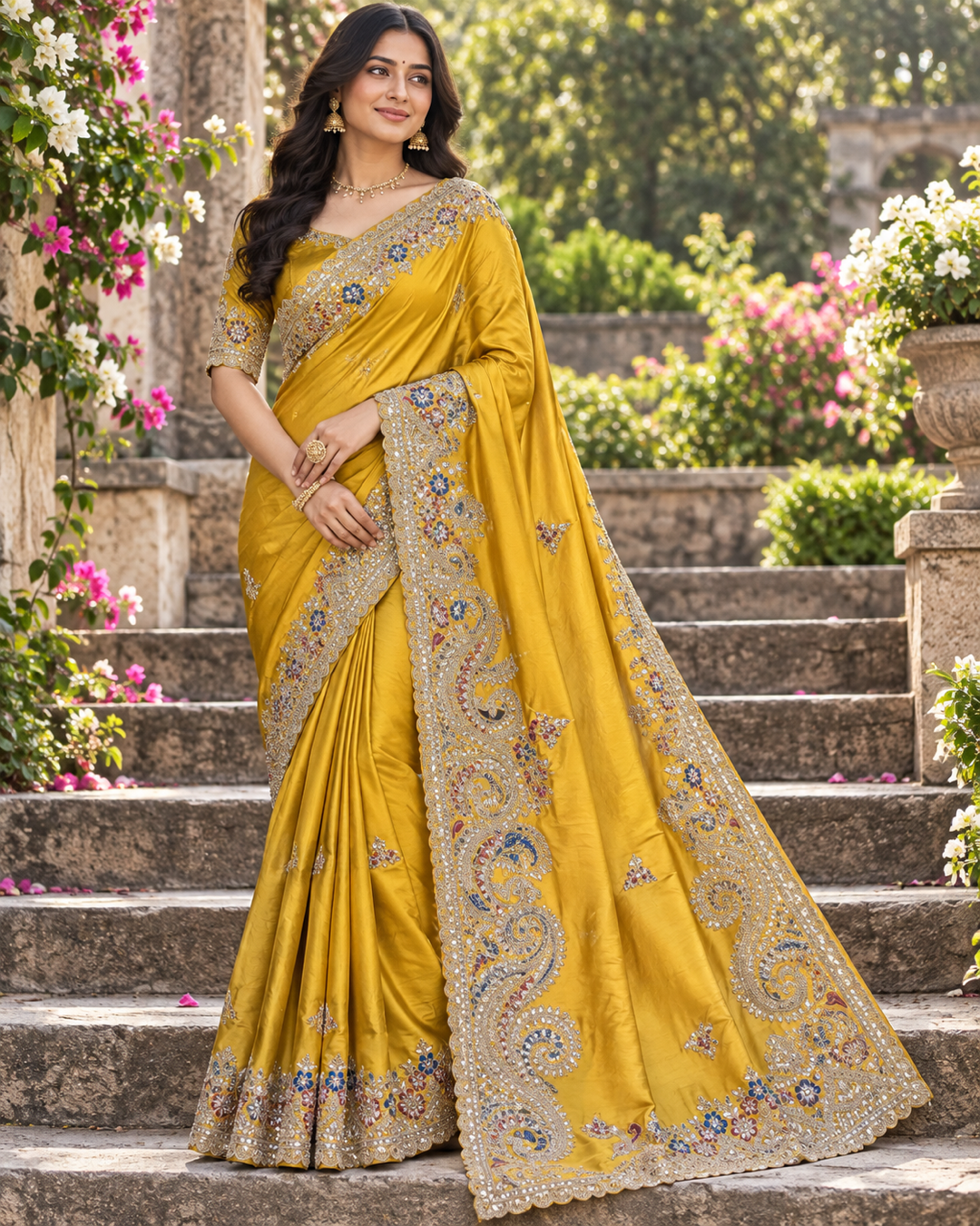 Mauve Pink Zari Woven Saree with Floral and Peacock Motifs Main image