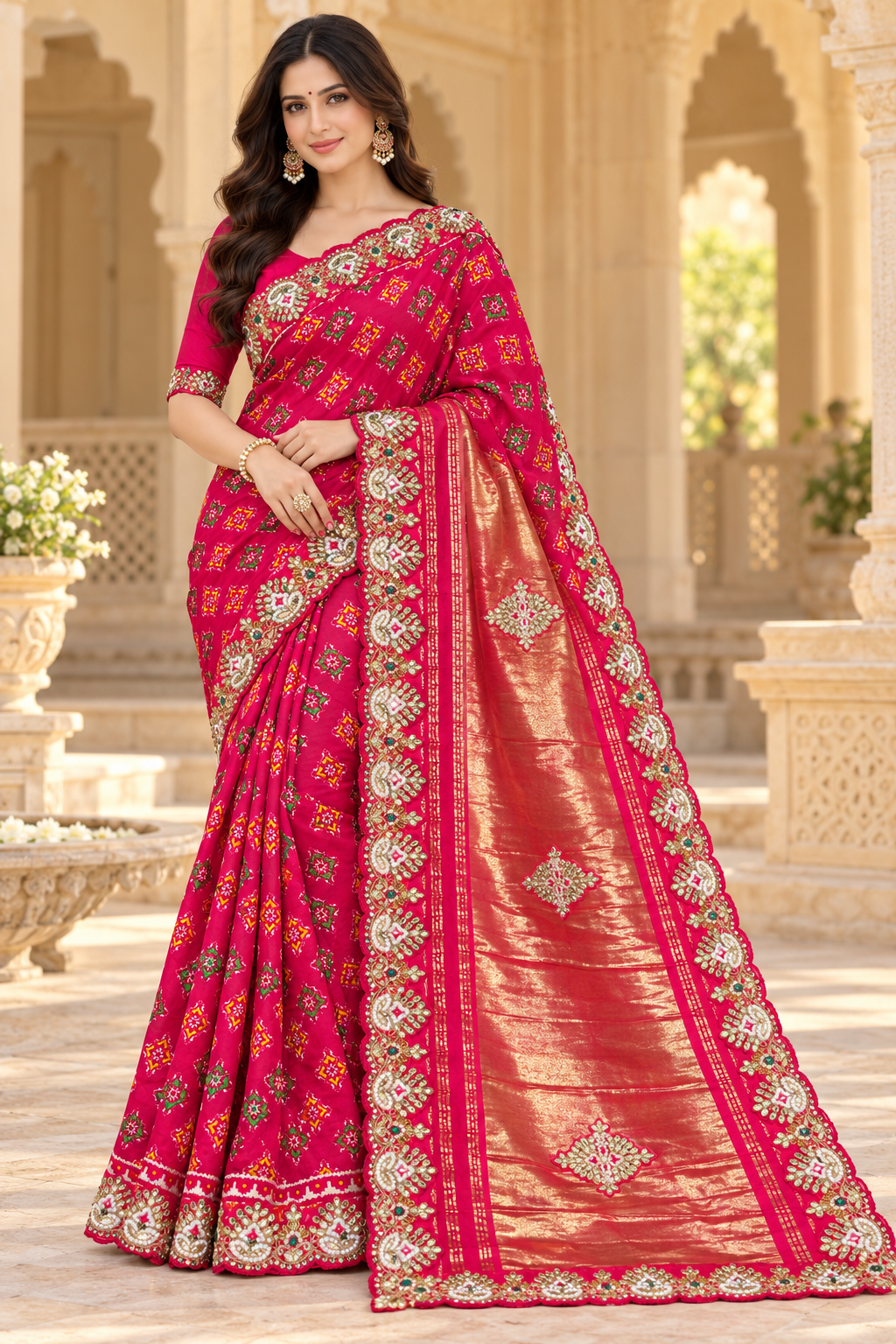 Radiant Rani Pink Patola Silk Saree