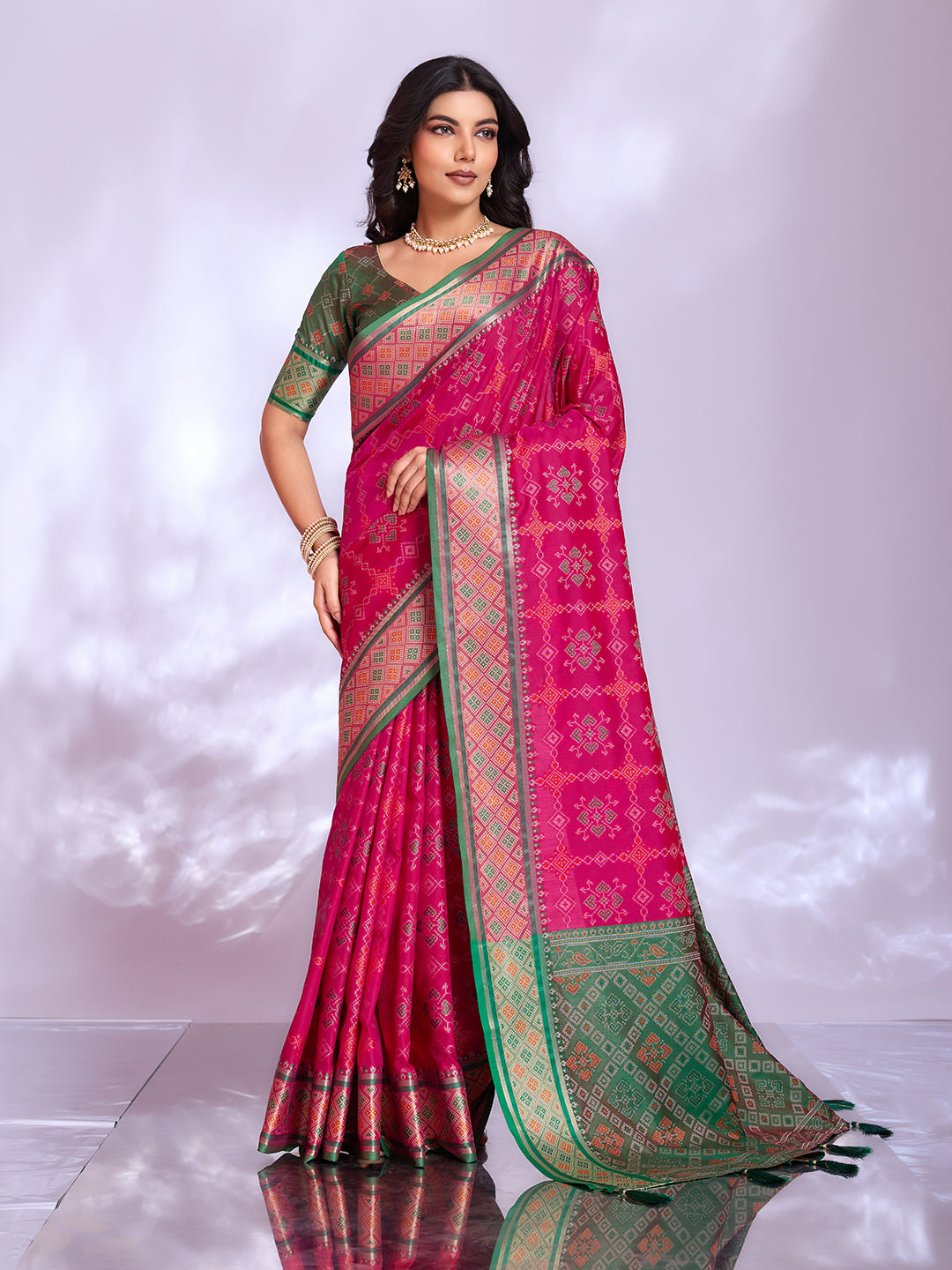 Ikat Patola Art Silk Saree