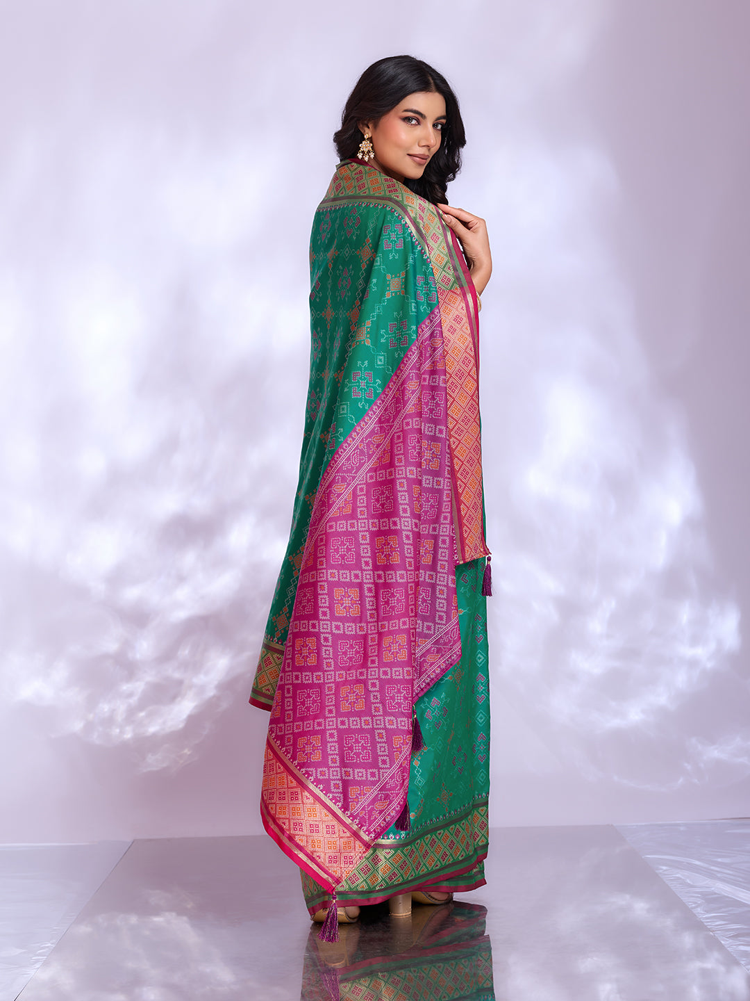 Ikat Patola Art Silk Saree