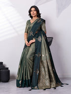 Banarasi Soft Silk Saree with Contrast Zari Border