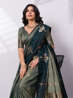 Banarasi Soft Silk Saree with Contrast Zari Border