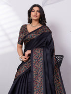 Sage & Emerald Satin Tussar Digital Printed Saree