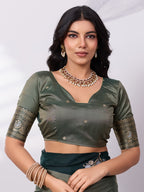 Banarasi Soft Silk Saree with Contrast Zari Border