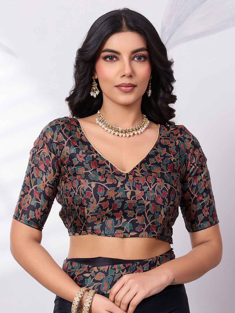 Sage & Emerald Satin Tussar Digital Printed Saree Secondary image