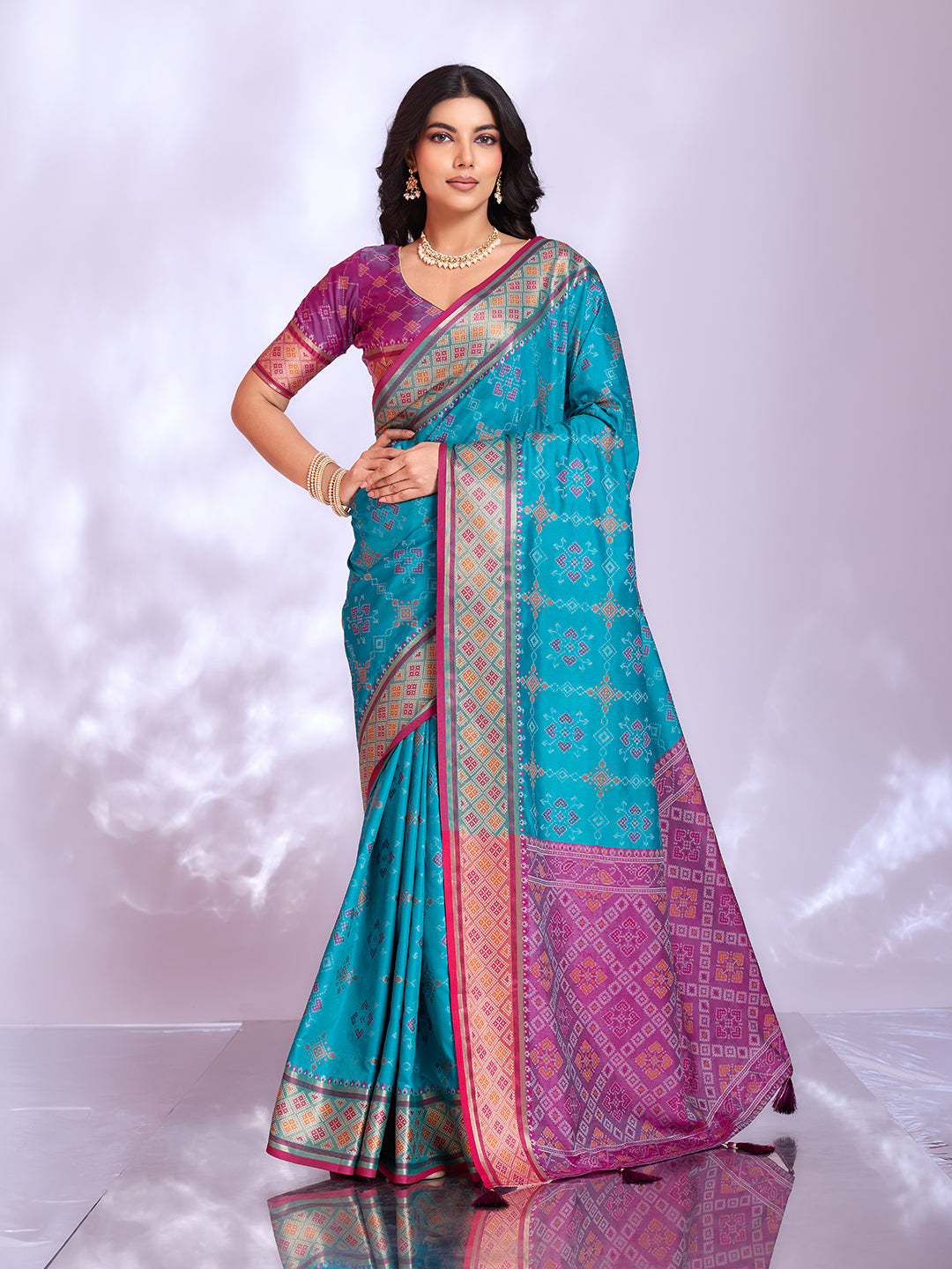 Ikat Patola Art Silk Saree