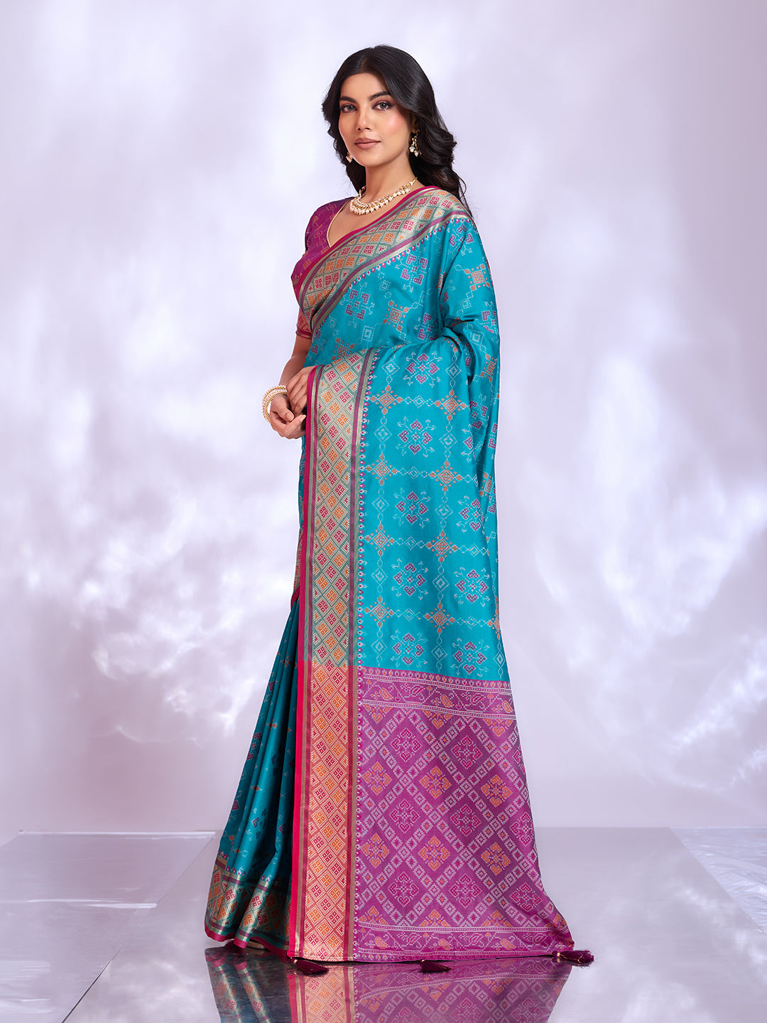Ikat Patola Art Silk Saree