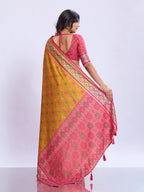Ikat Patola Art Silk Saree with Zari Border