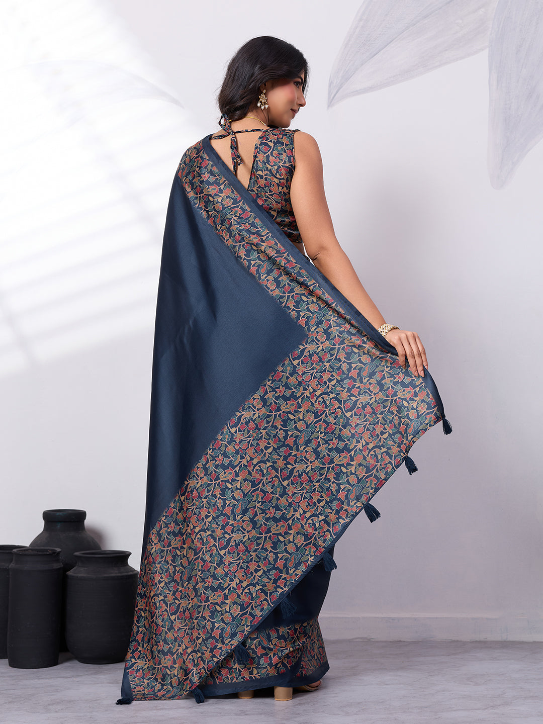 Satin Tussar Digital Printed Saree