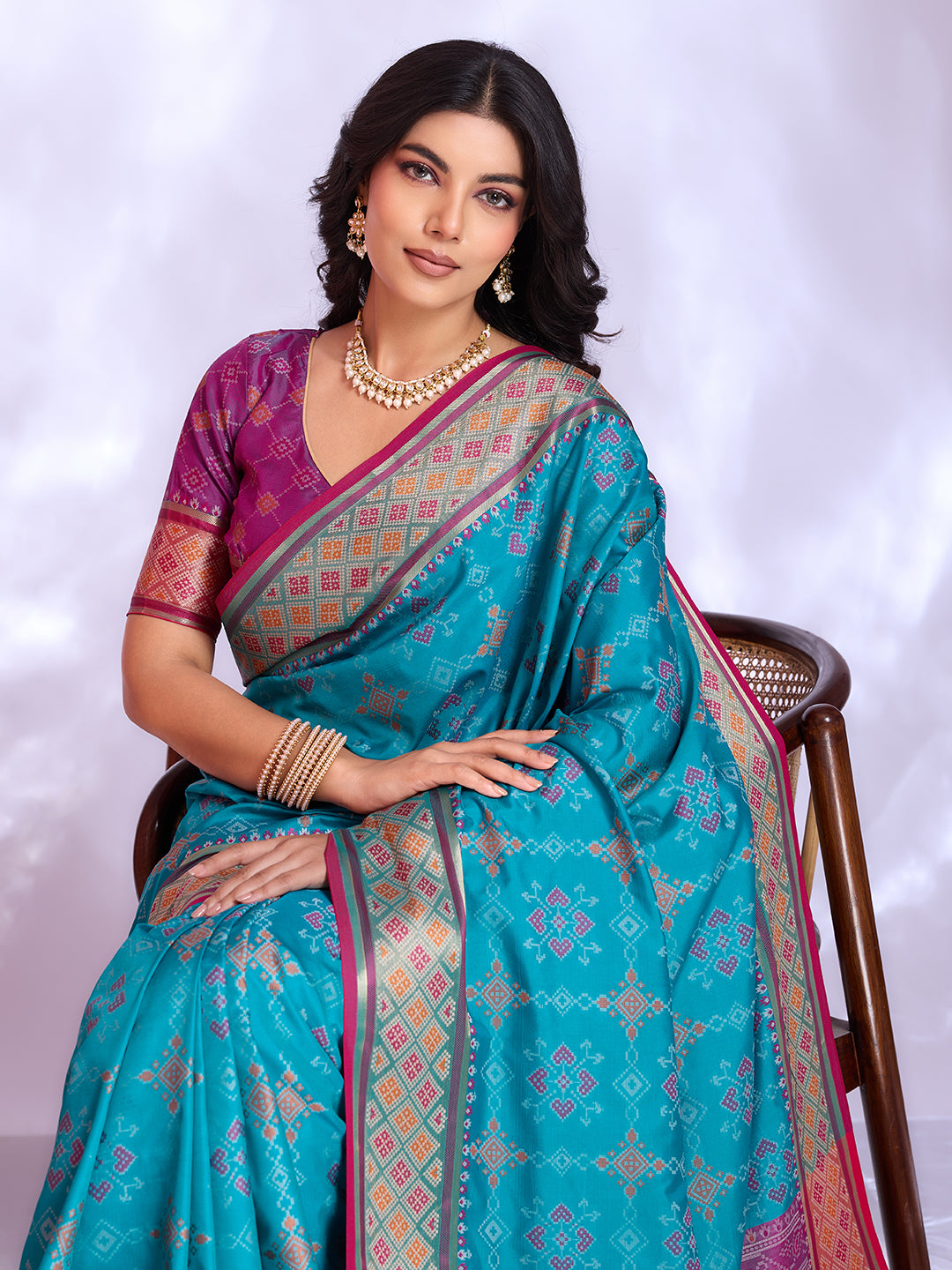 Ikat Patola Art Silk Saree
