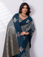 Banarasi Soft Silk Saree with Contrast Zari Border