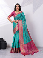 Ikat Patola Art Silk Saree with Zari Border