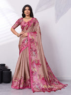 Floral Digital Printed Satin Tussar Saree