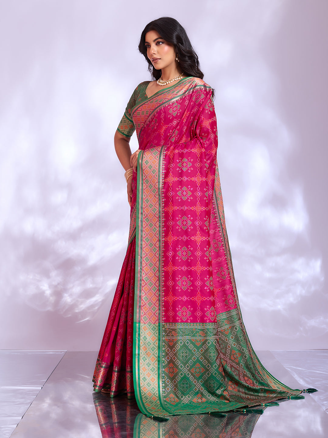 Ikat Patola Art Silk Saree