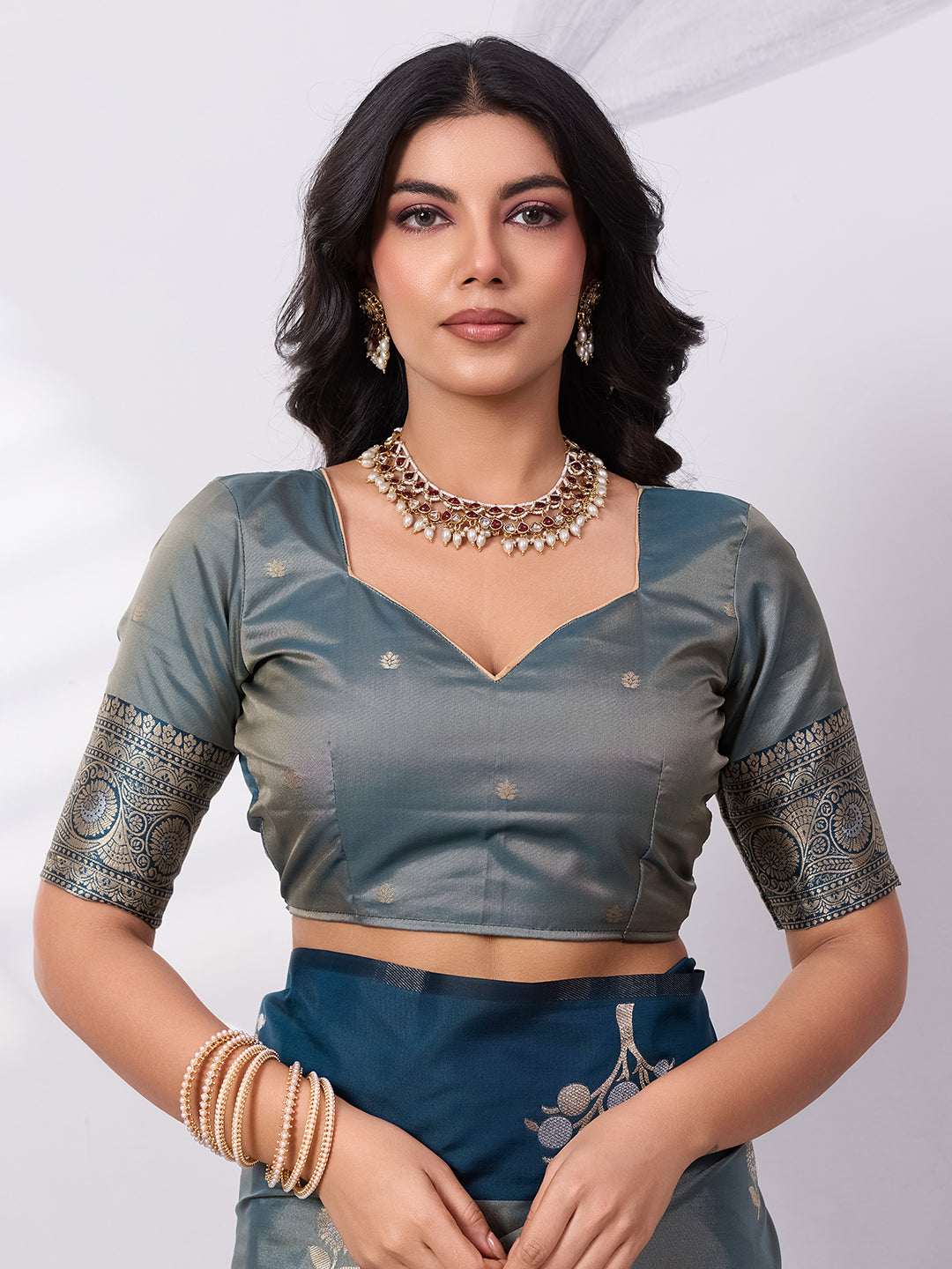Banarasi Soft Silk Saree with Contrast Zari Border