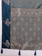 Banarasi Soft Silk Saree with Contrast Zari Border