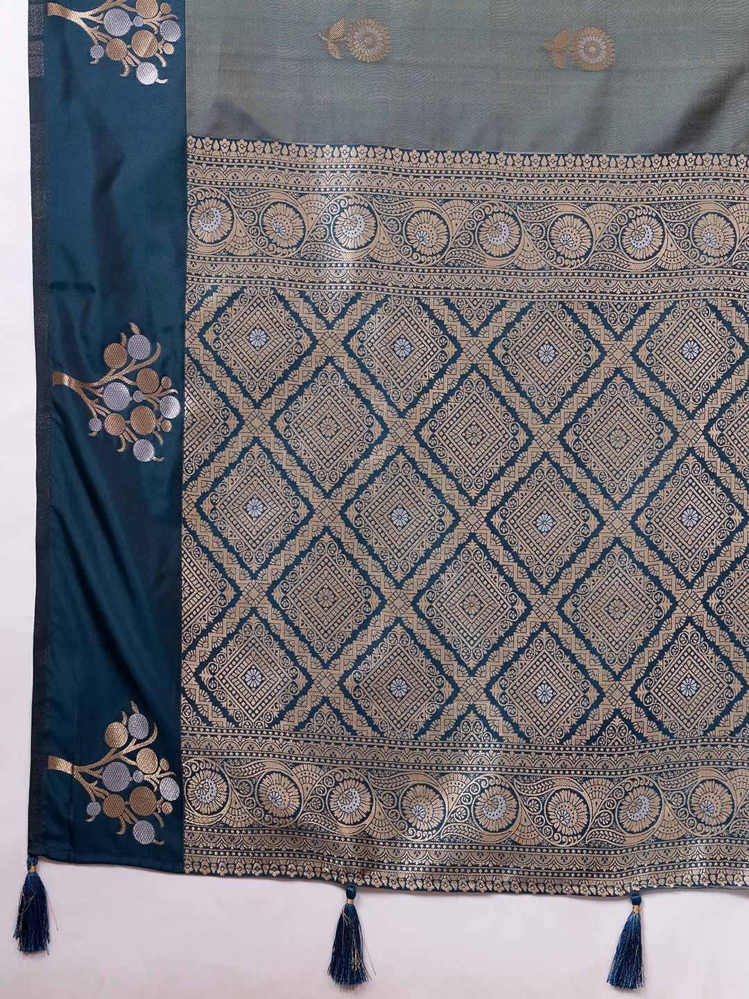 Banarasi Soft Silk Saree with Contrast Zari Border