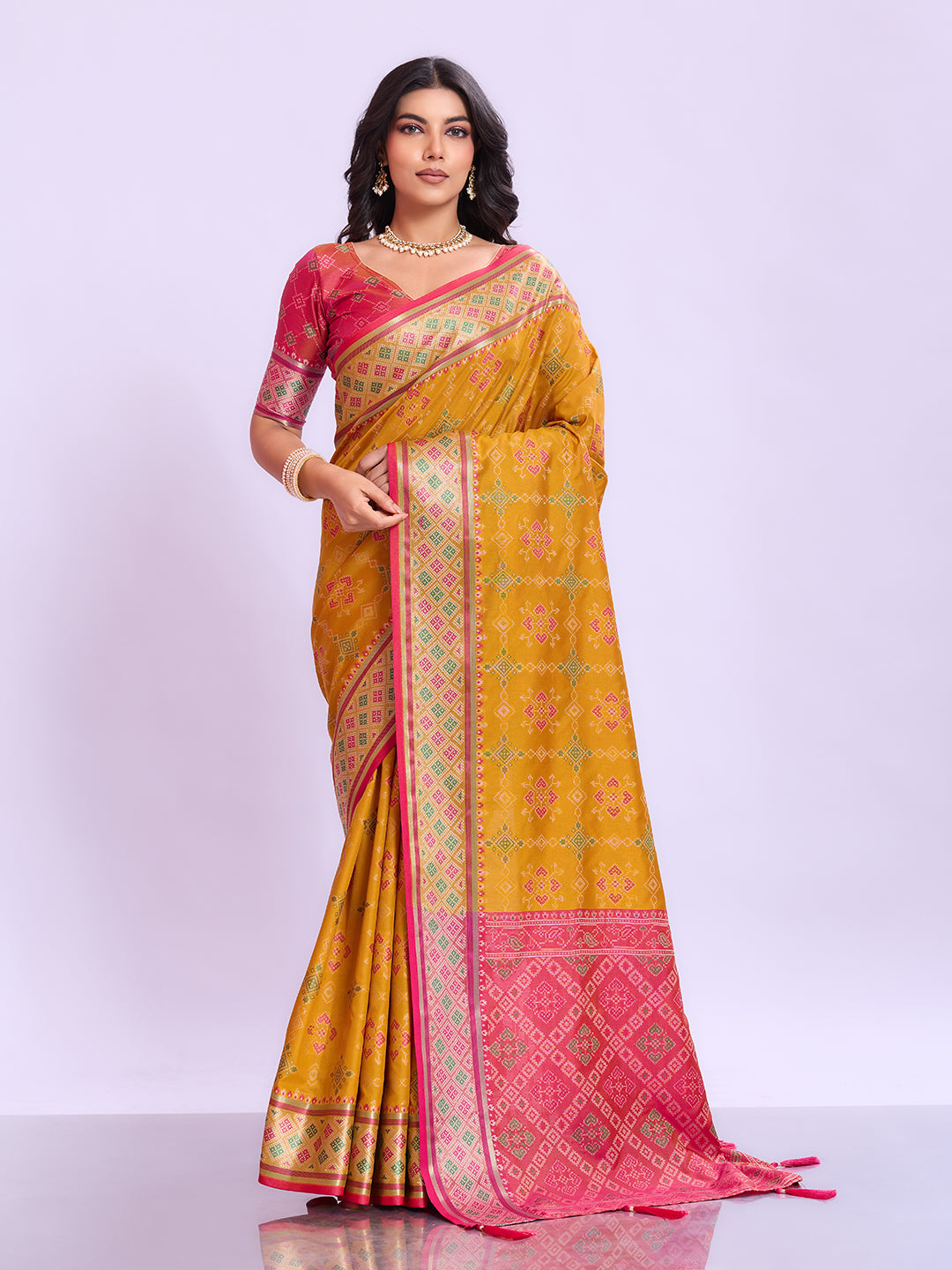 Ikat Patola Art Silk Saree