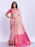 Ikat Patola Art Silk Saree with Zari Border