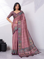 Madhubani Digital Printed Satin Tussar Saree