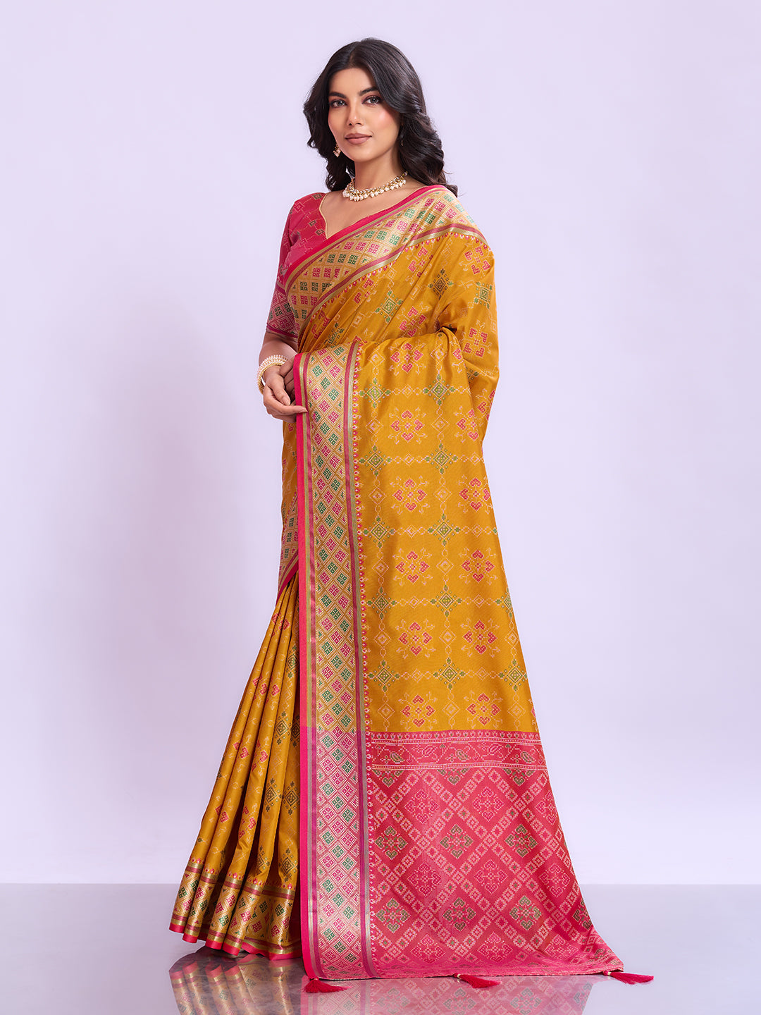 Ikat Patola Art Silk Saree