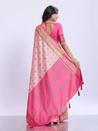 Ikat Patola Art Silk Saree with Zari Border
