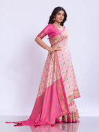 Ikat Patola Art Silk Saree with Zari Border