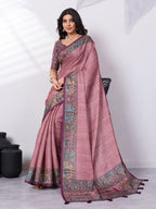 Madhubani Digital Printed Satin Tussar Saree