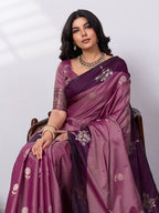 Banarasi Soft Silk Saree with Contrast Zari Border