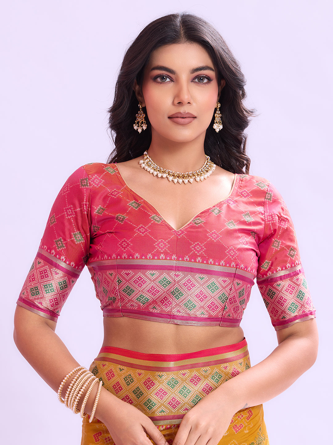 Ikat Patola Art Silk Saree