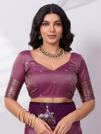 Banarasi Soft Silk Saree with Contrast Zari Border