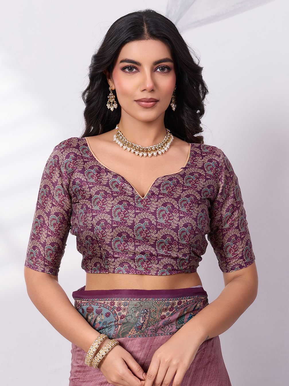 Madhubani Digital Printed Satin Tussar Saree