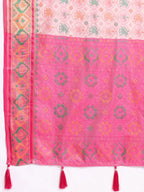 Ikat Patola Art Silk Saree with Zari Border