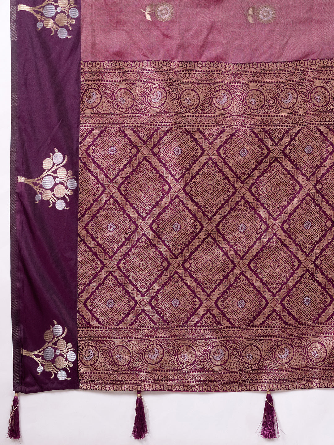 Banarasi Soft Silk Saree with Contrast Zari Border