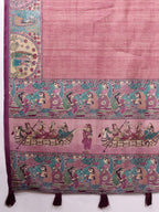 Madhubani Digital Printed Satin Tussar Saree