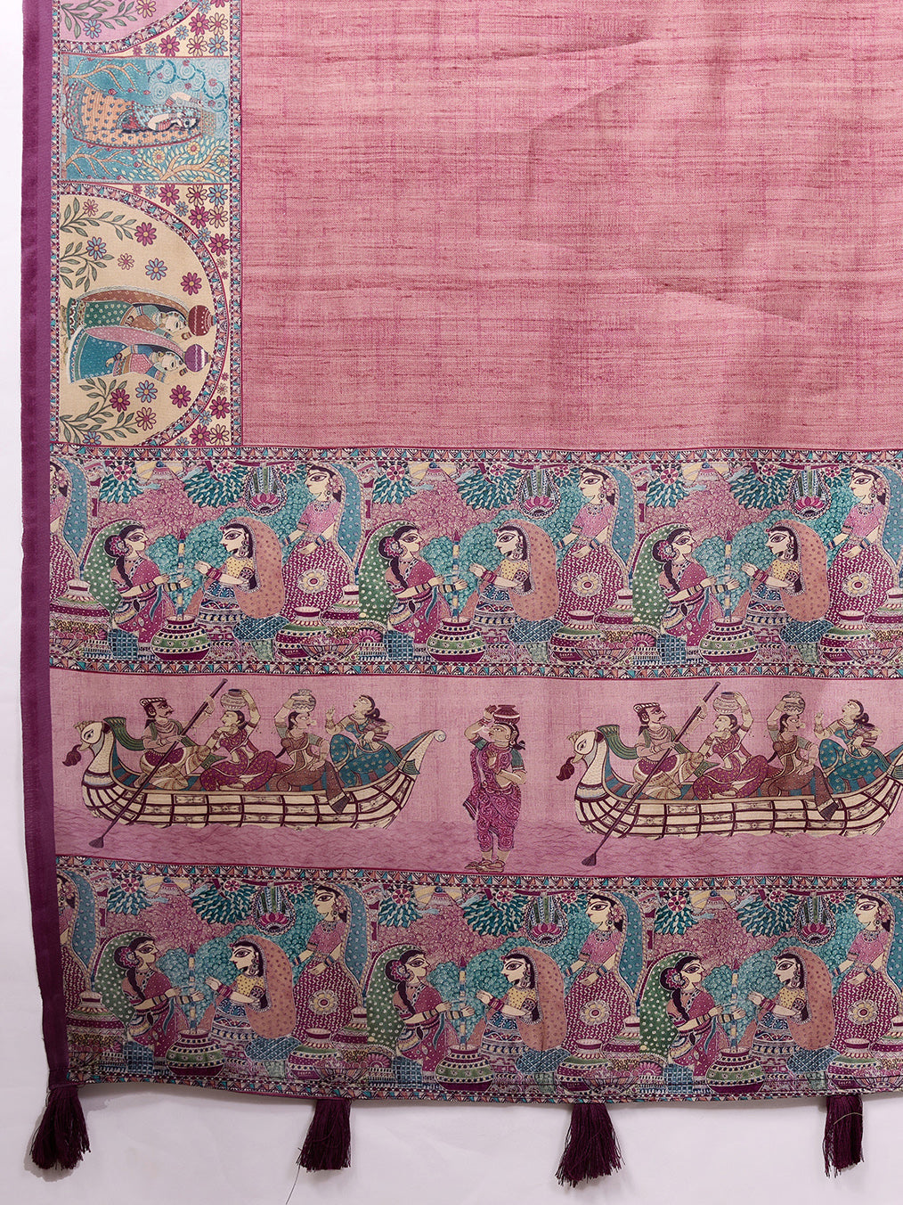 Madhubani Digital Printed Satin Tussar Saree
