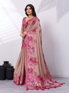Floral Digital Printed Satin Tussar Saree