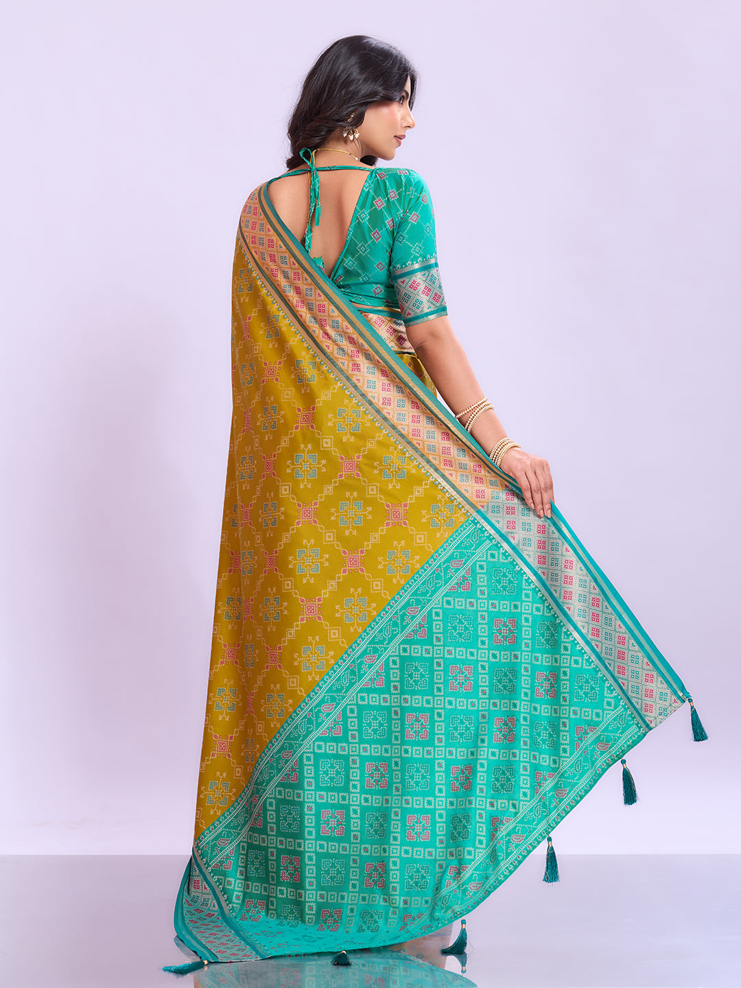 Ikat Patola Art Silk Saree