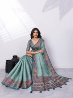 Madhubani Digital Printed Satin Saree