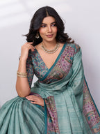 Madhubani Digital Printed Satin Saree