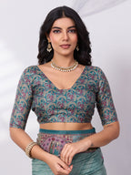 Madhubani Digital Printed Satin Saree