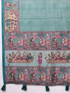 Madhubani Digital Printed Satin Saree